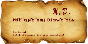 Mátyássy Dionízia névjegykártya